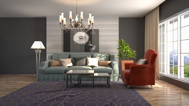 Illustration of the living room interior