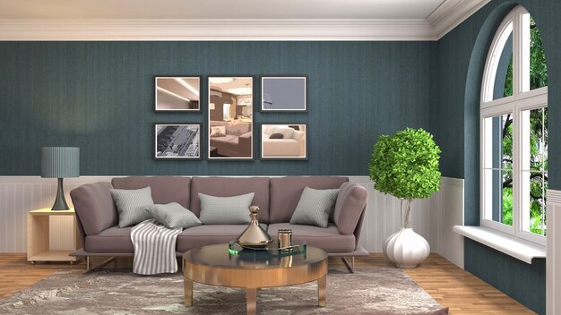 Illustration of the living room interior