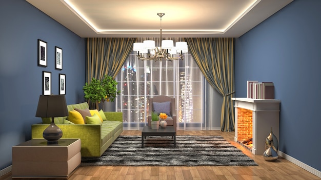 Illustration of the living room interior