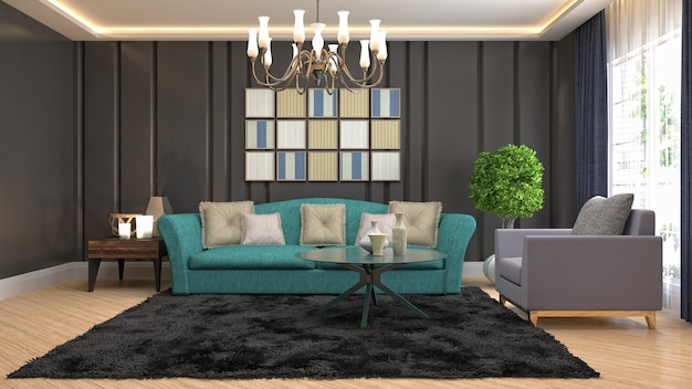 Illustration of the living room interior