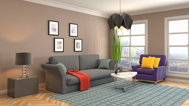 Illustration of the living room interior