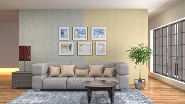 Illustration of the living room interior