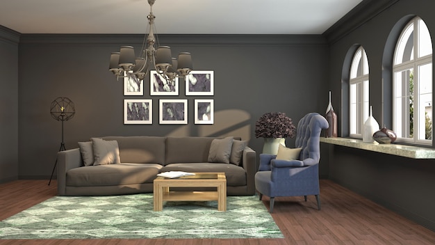 Illustration of the living room interior