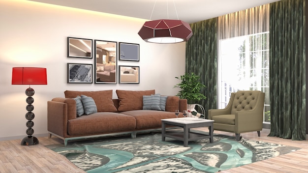 Illustration of the living room interior