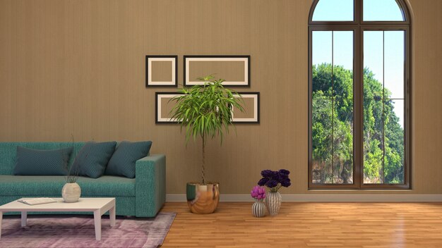 Illustration of the living room interior