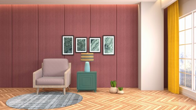 Illustration of the living room interior