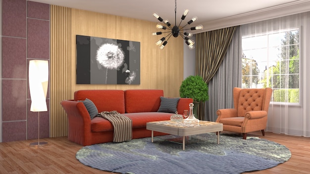 Illustration of the living room interior