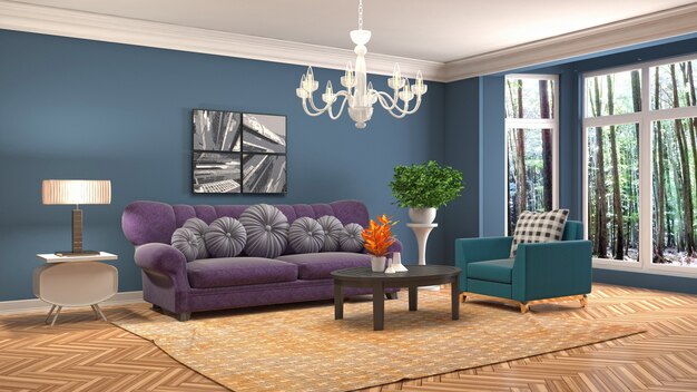 Illustration of the living room interior