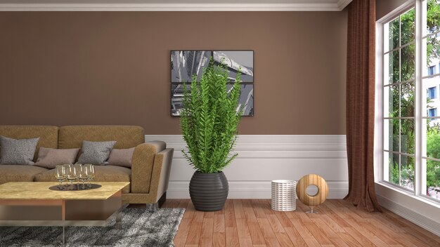 Illustration of the living room interior