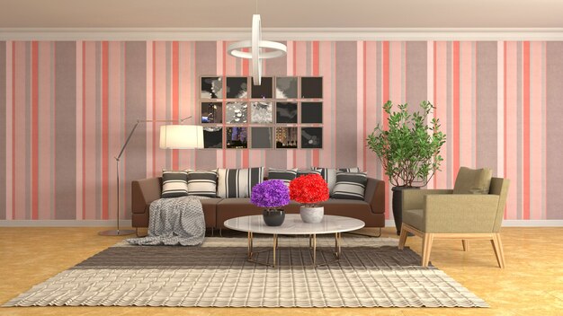 Illustration of the living room interior