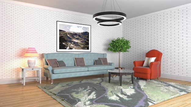 Illustration of the living room interior