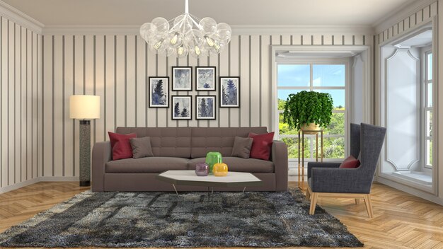 Illustration of the living room interior