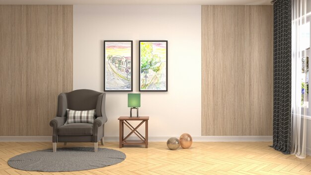 Illustration of the living room interior