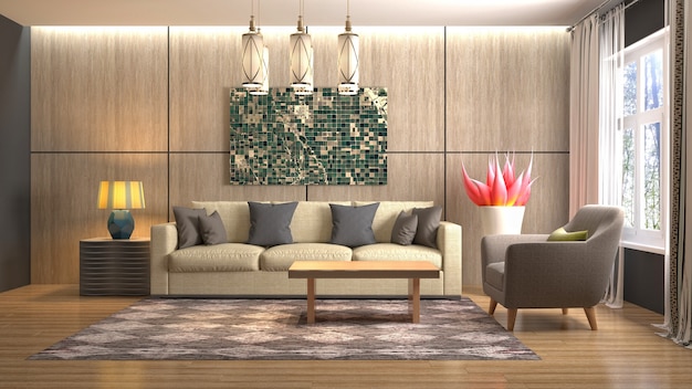 Illustration of the living room interior