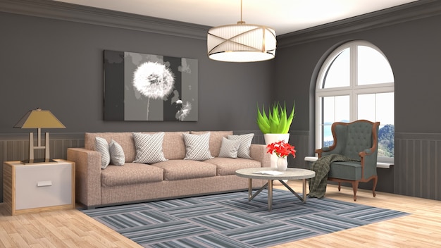 Illustration of the living room interior