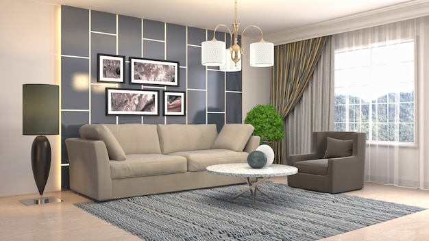 Illustration of the living room interior