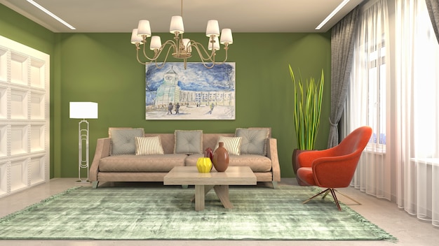 Illustration of the living room interior