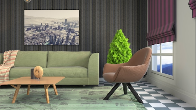 Illustration of the living room interior