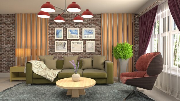 Illustration of the living room interior