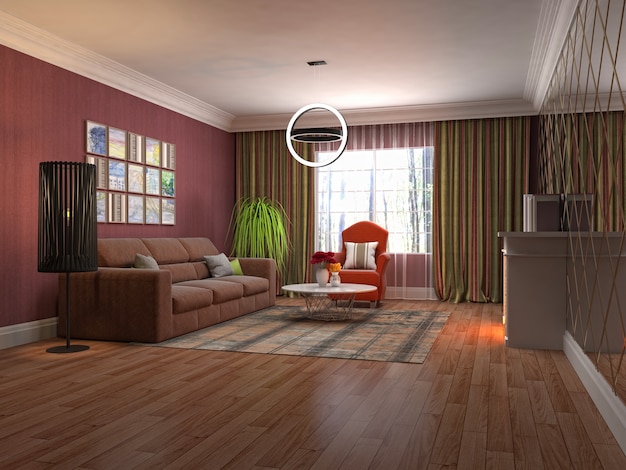 Illustration of the living room interior