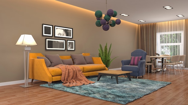 Illustration of the living room interior