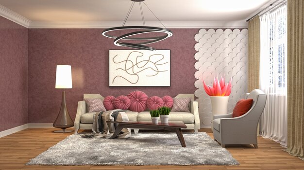 Illustration of the living room interior