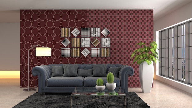 Illustration of the living room interior