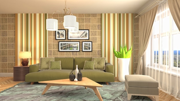 Illustration of the living room interior