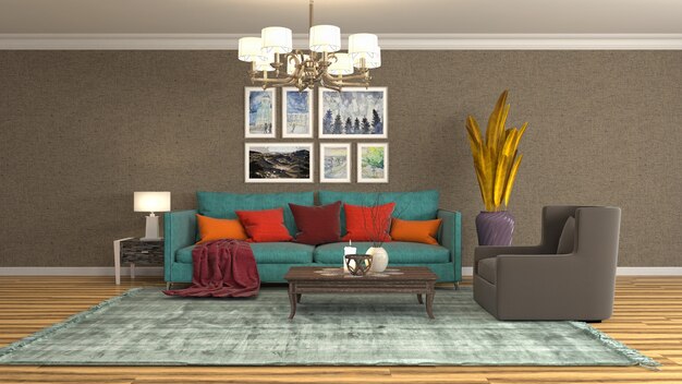 Illustration of the living room interior