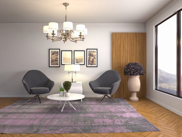 Illustration of the living room interior