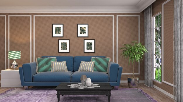 Illustration of the living room interior