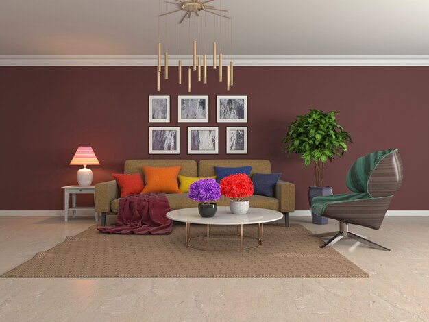 Illustration of the living room interior