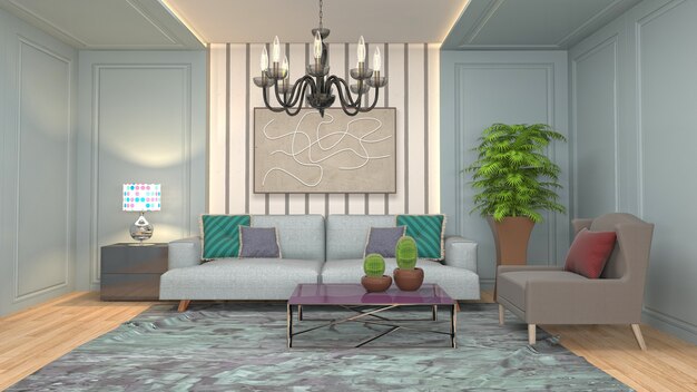 Illustration of the living room interior