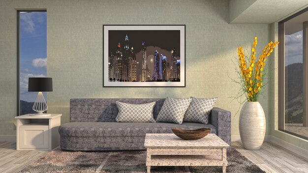 Illustration of the living room interior