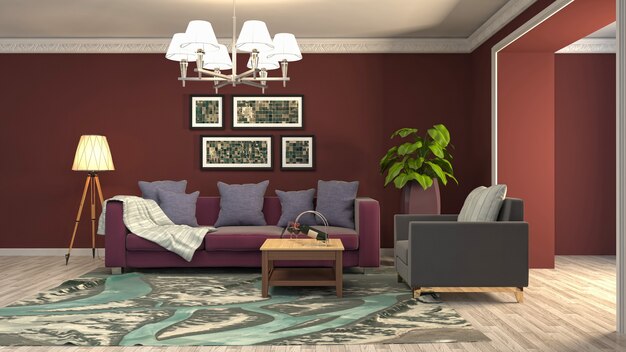 Illustration of the living room interior