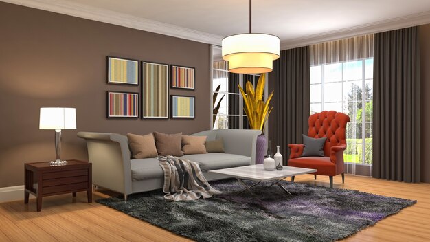 Illustration of the living room interior