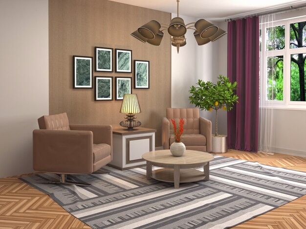 Illustration of the living room interior