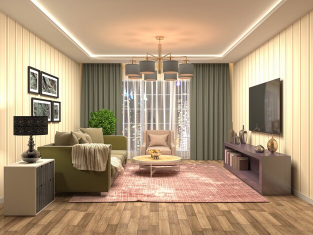 Illustration of the living room interior