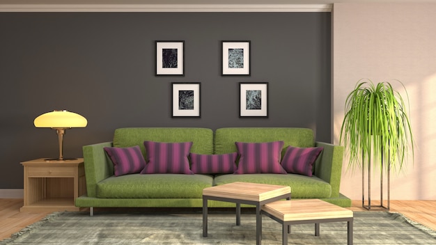 Illustration of the living room interior