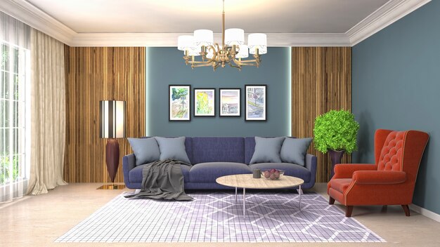 Illustration of the living room interior