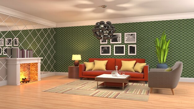 Illustration of the living room interior