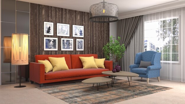 Illustration of the living room interior