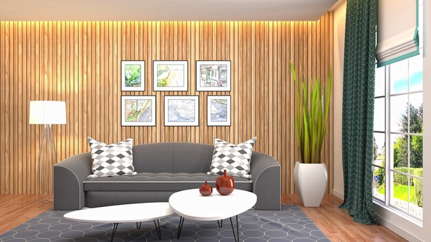 Illustration of the living room interior