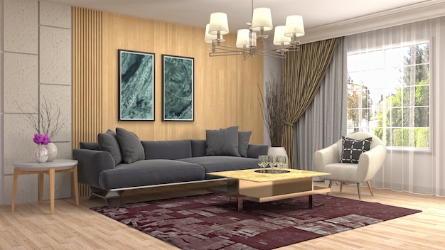 Illustration of the living room interior