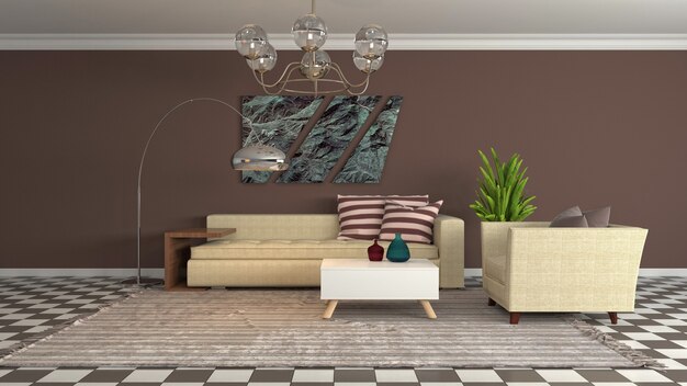 Illustration of the living room interior