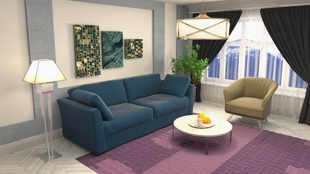 Illustration of the living room interior