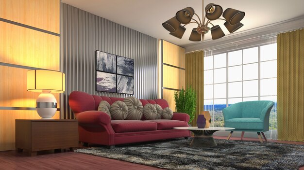 Illustration of the living room interior