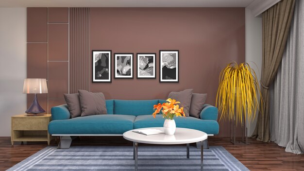 Illustration of the living room interior