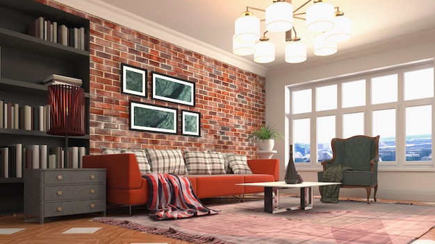 Illustration of the living room interior