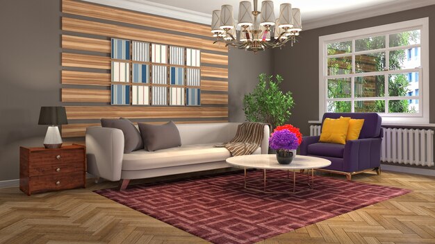 Illustration of the living room interior